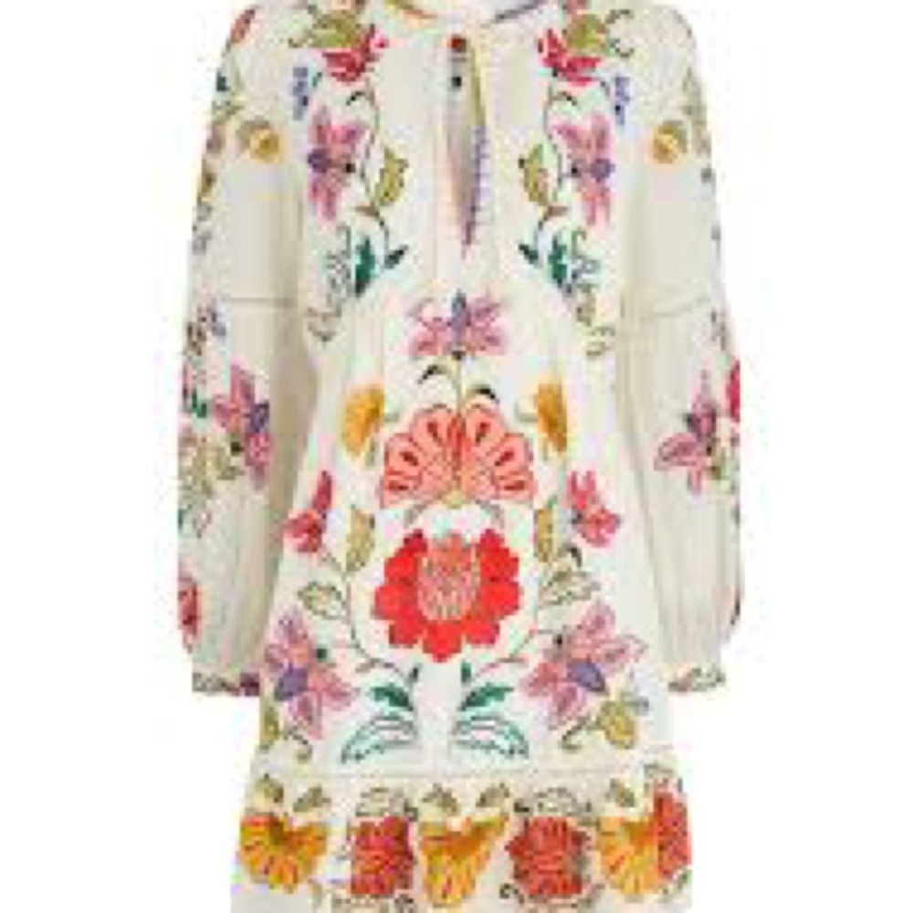 FARM Rio Cream Long-Sleeve Floral Embroidered Mini Dress - Picture 7 of 15